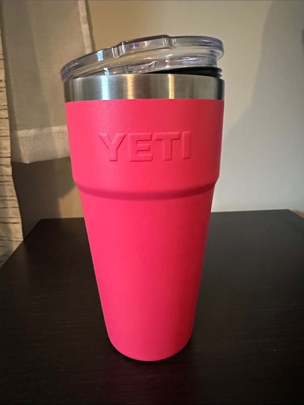26 oz Pink Yeti Stackable Tumbler with straw lid